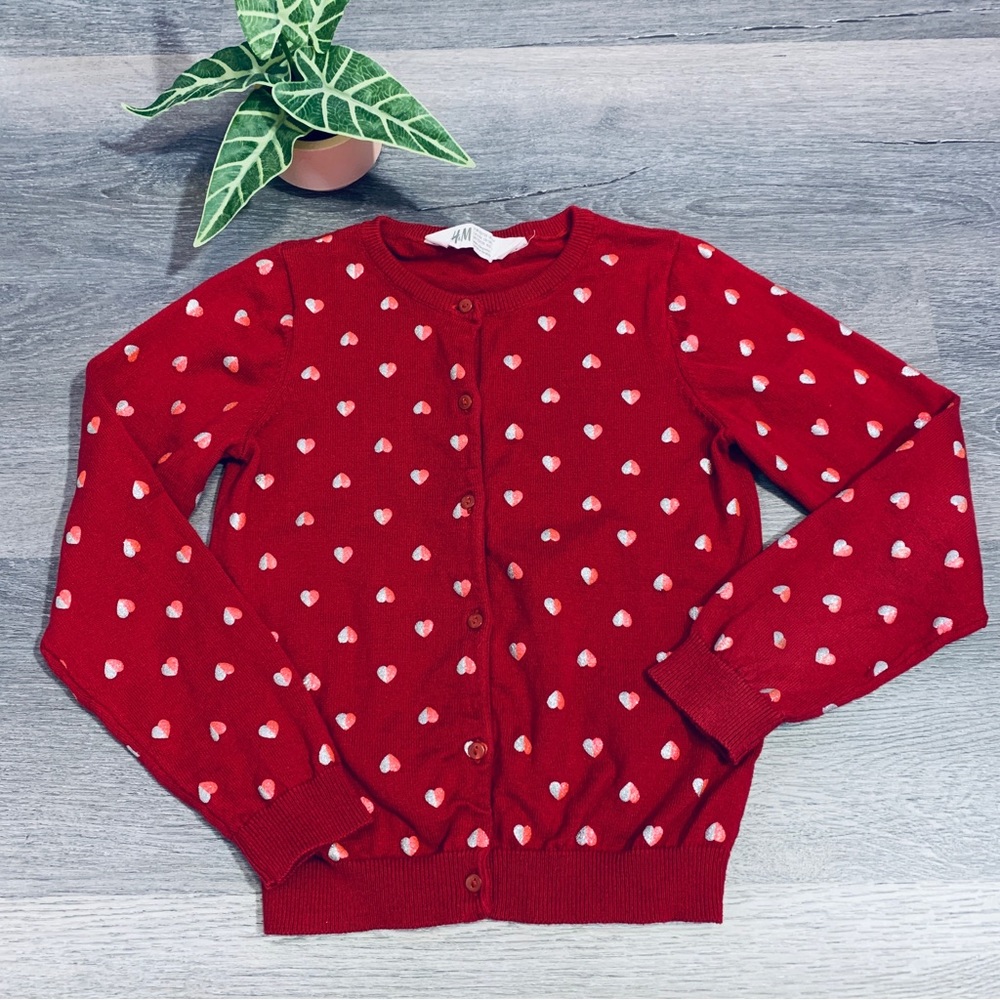 H&M Girl’s Fine-Knit Heart Cardigan - size 6-8Y